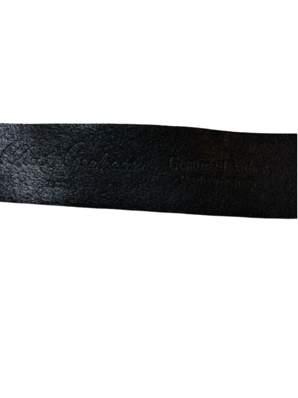 Robert Graham Black Leather Belt Embossed Keeper Gunmetal Buckle Size 42